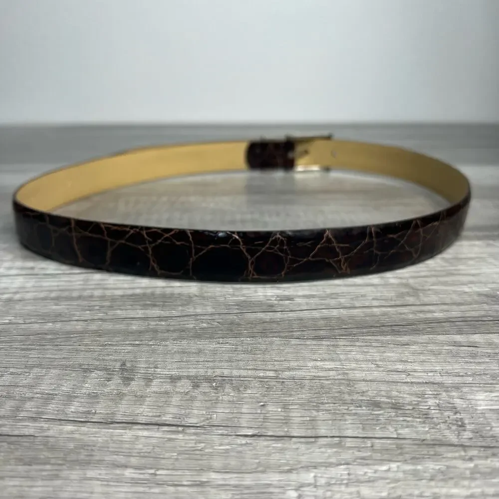 Anne Klein Crocodile Print Italian Leather Belt Old Money Aesthetic